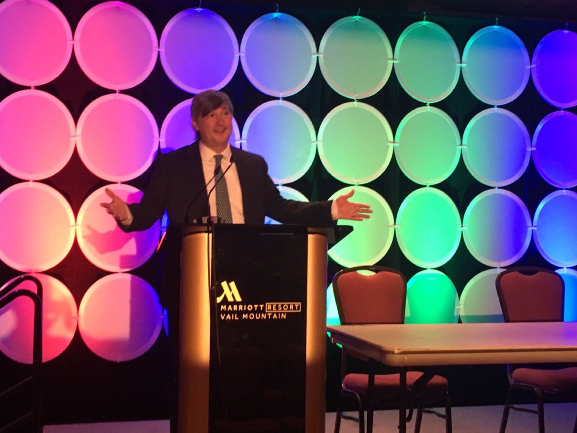 Cree Lawson speaking at the Marriott Resort Vail Mountain